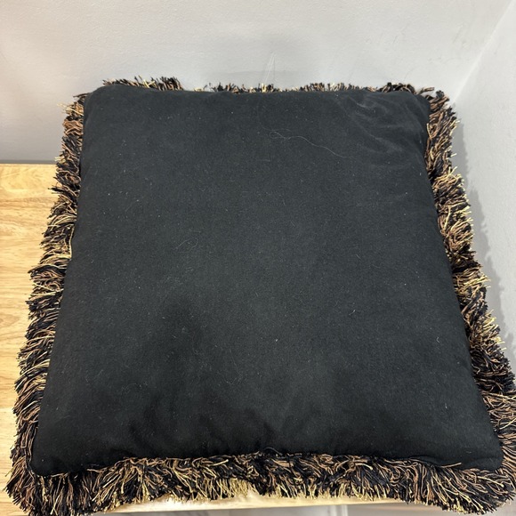 Primitive Country Hand Hooked‎ Pillow Brown Fringe Decor Down Feather Filled - Picture 6 of 7